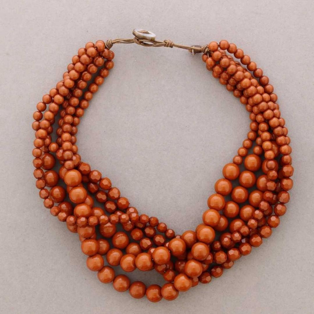 gargantilla 54782 calabaza 6 filas cuentas resina