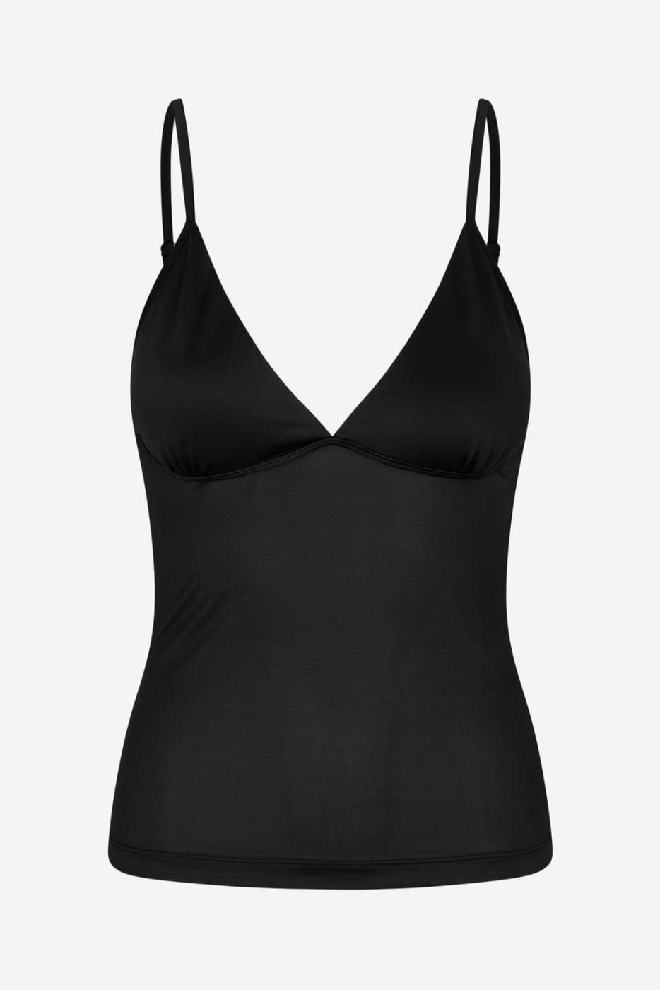 top tiras escote pico