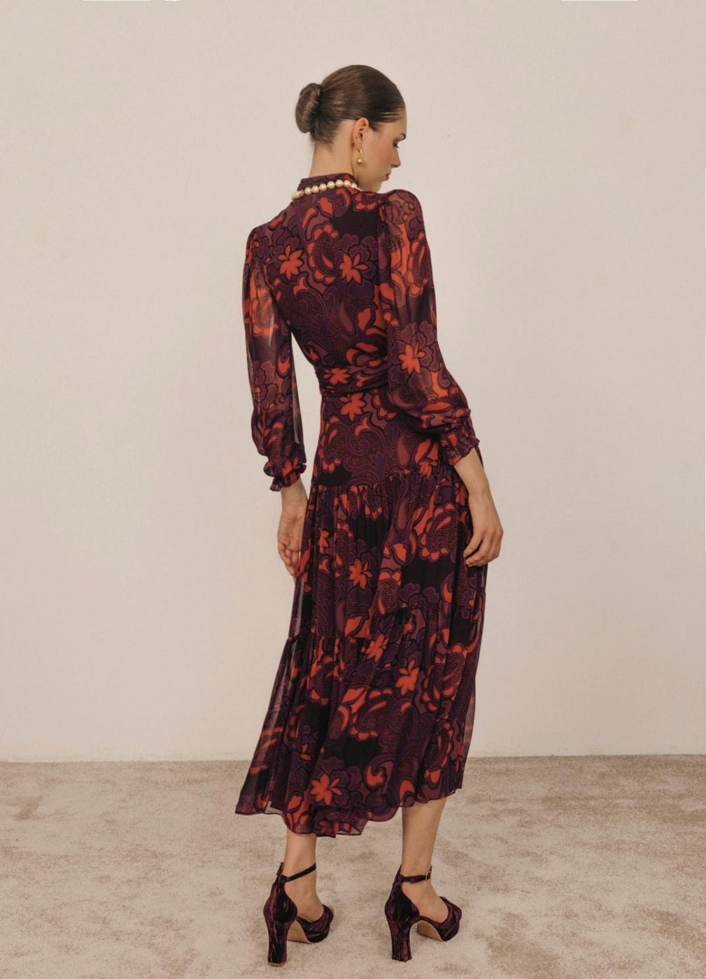 vestido EMILIE berenjena/coral