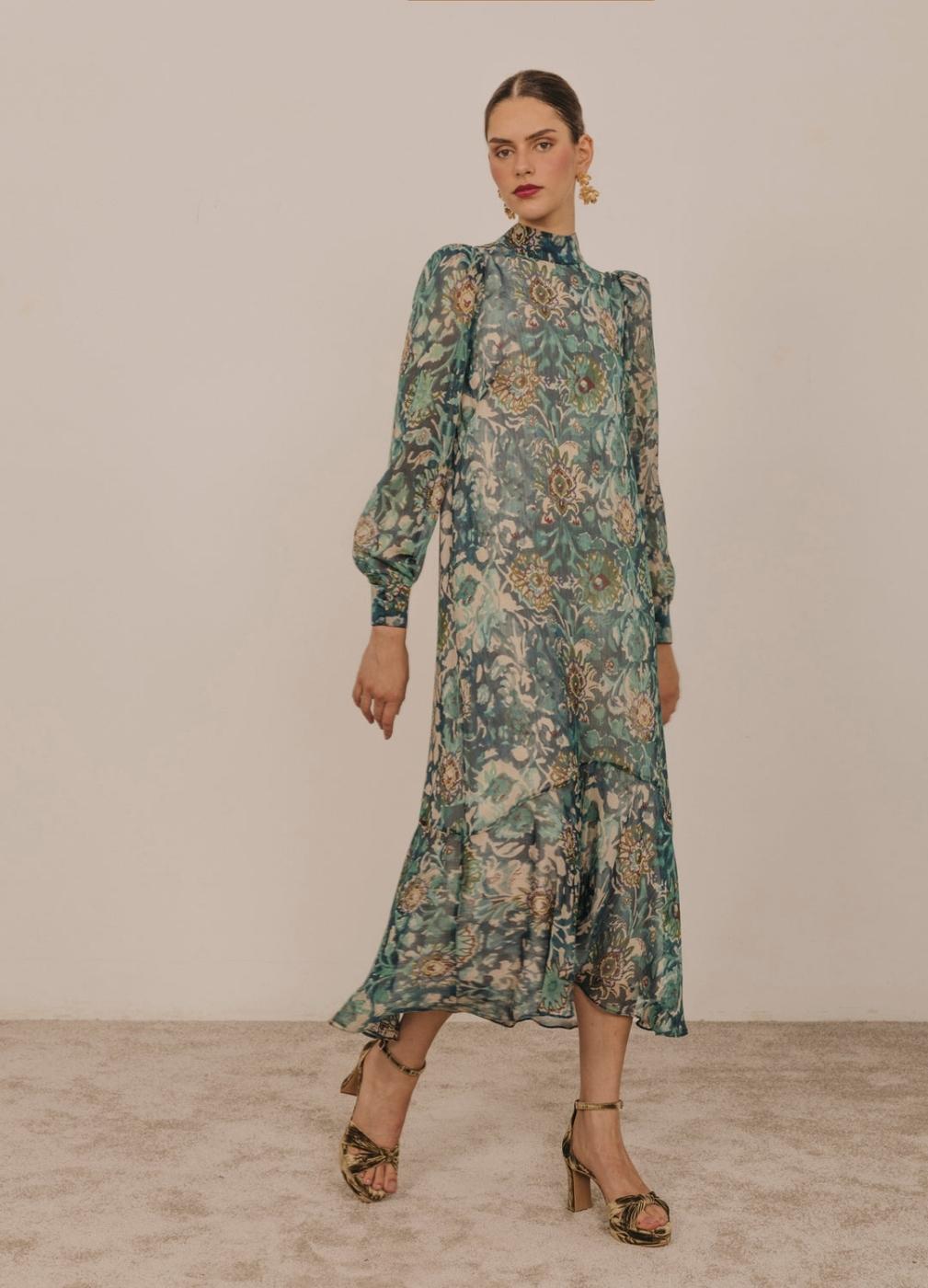 vestido MARIETTE multi teal